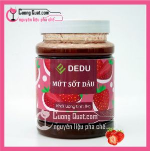 SỐT ĐÂM ĐẶC Dedu Dâu 1KG(hộp trong suốt)(ctkm Mua 3 hộp giảm 5k/ Mua 6 hộp giảm 10k)