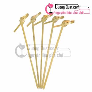 (Dụng Cụ) Tăm Tre Xiên Trái Cây Thắt Nút Màu Tự Nhiên 100 chiếc, 12cm