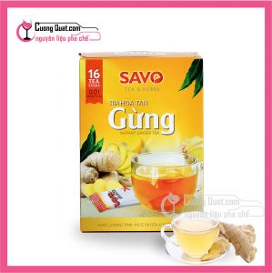 Trà SAVO Gừng Hòa Tan (Instant ginger Tea) - Hộp 16 gói x 12g(CTKM Mua 12 Tặng 1)