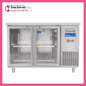 Tủ Bàn Mát Quạt Gió Unibar 2 Cánh Mở Kính 1200x750x850