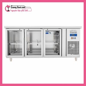 Tủ Bàn Mát Quạt Gió Unibar 3 Cánh Mở Kính 1800x750x850